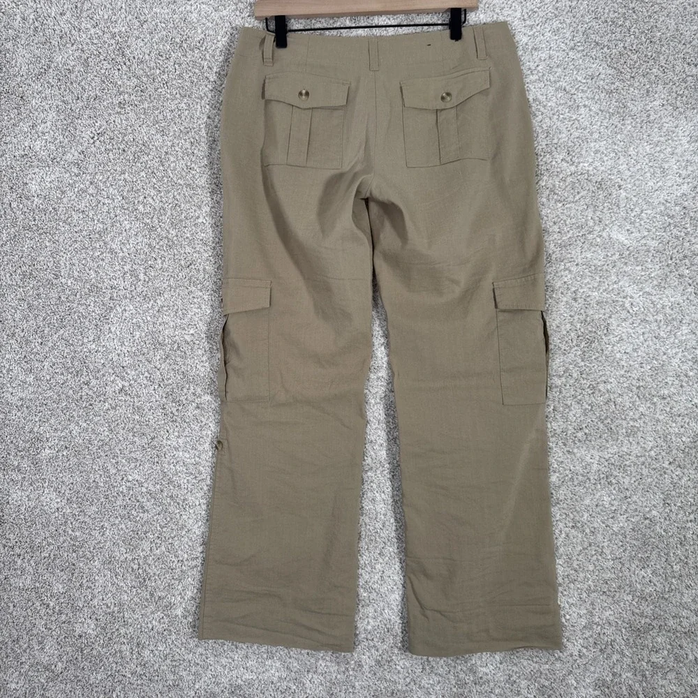 Banana Republic Linen Cargo Pants Womens 10 Tan‎ Convertible Hiking Beachy Comfy